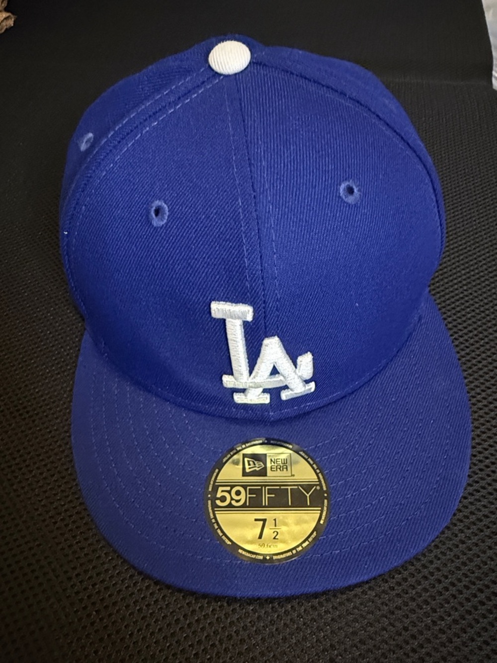 New Era Royal Blue Los Angeles LA Fitted Cap with White Logo 7 1/2